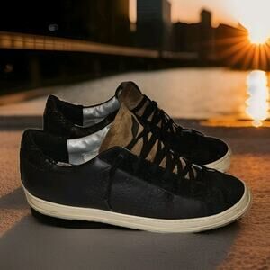 P448 Men's John Perforated Low-Top Sneaker Leather Black Brown EU 46 US 12